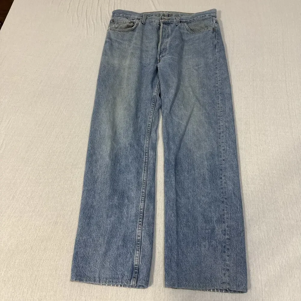 Vintage 1989 Levis 501 Jeans Men 36x32 Blue Button Fly Straight Fits 35x30